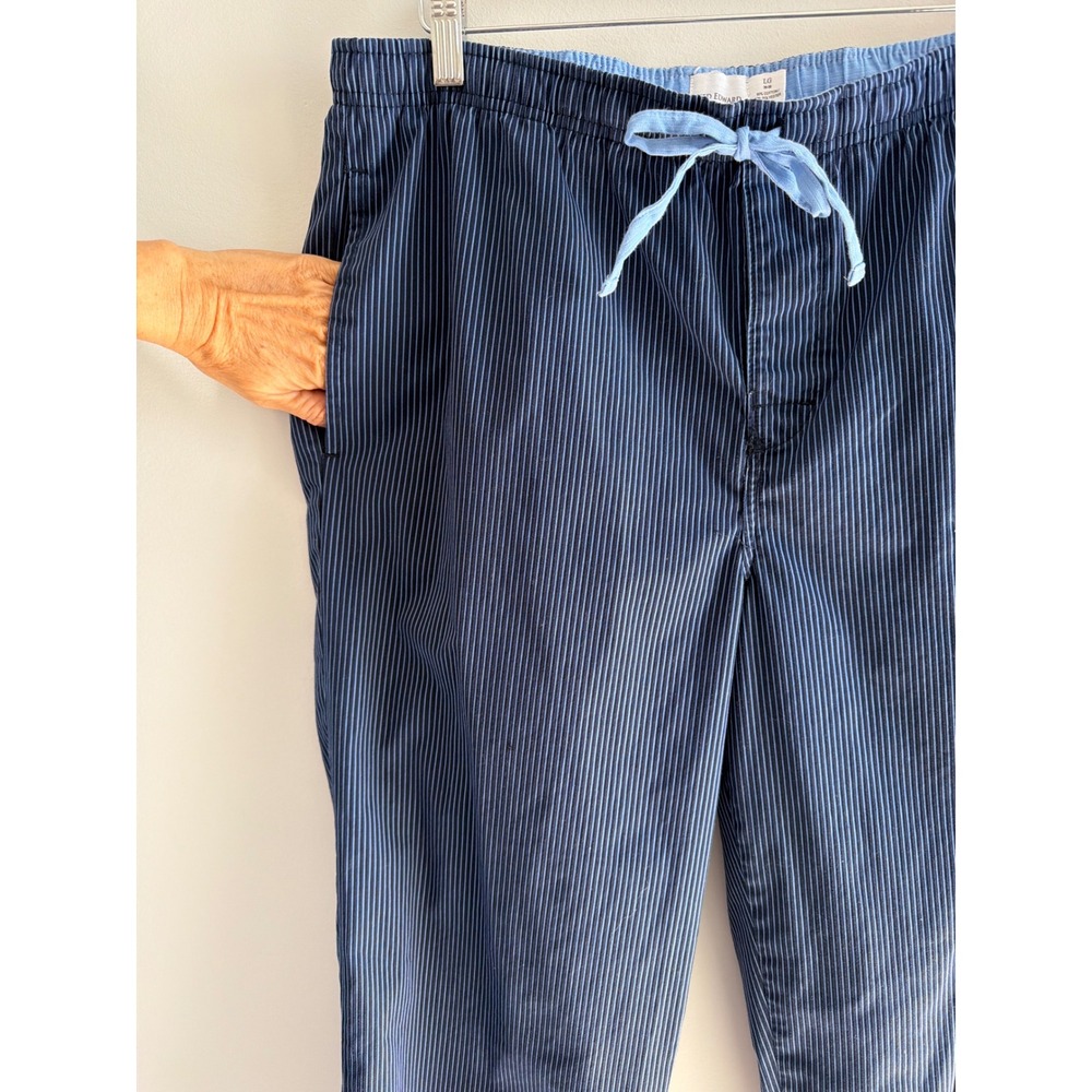 Reed Edward Mens Pajama Pants Navy Blue White Striped Cotton Blend Large 36-38 - Picture 4 of 10